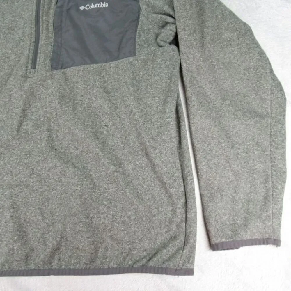 Columbia Sweater Mens Large Gray Zip Pocket 1/2 Zip Fleece Pullover Outdoor Golf